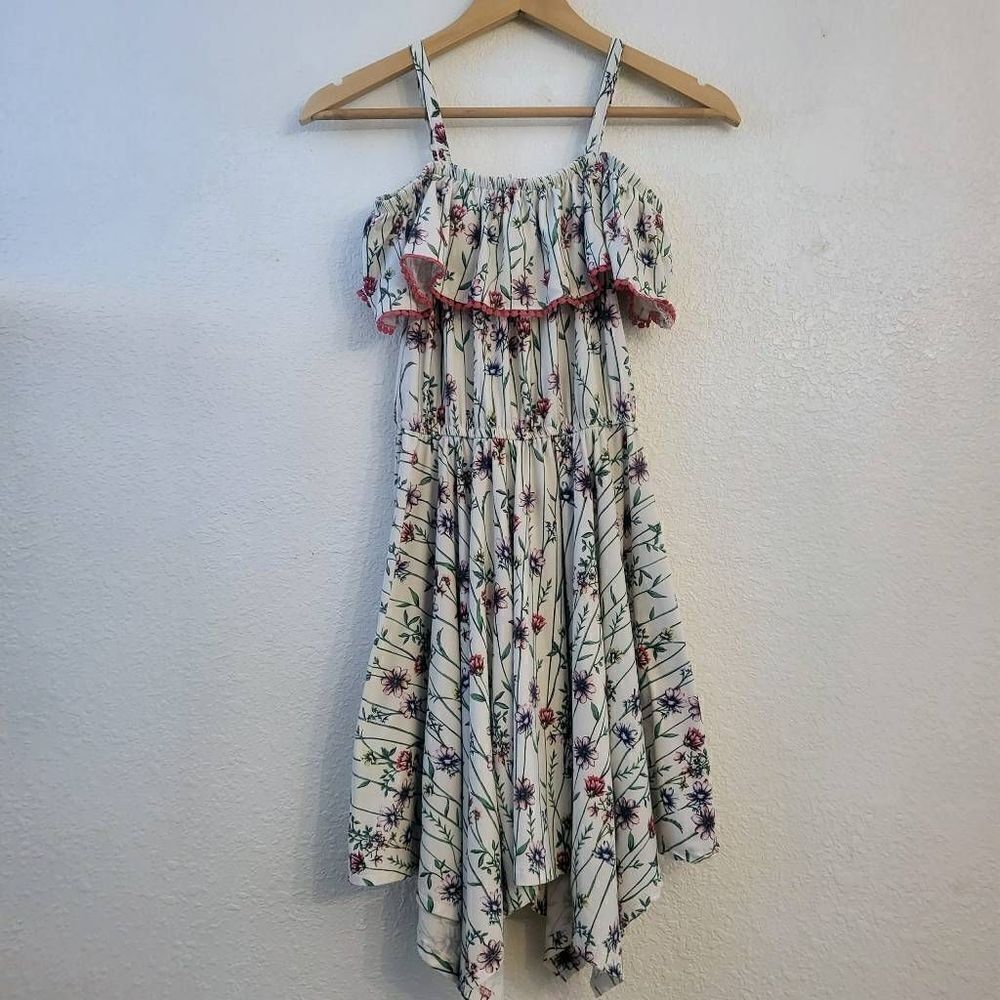 NWOT BCBGirls Floral Flowy Handkerchief Sundress: Lg: Ruffle Comfy Stretchy